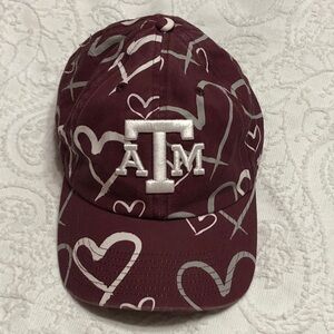47 Brand Youth Girls Hat Texas A&M Maroon Heart Pattern Football Soft Cap